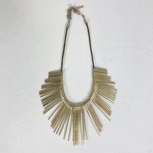 Mythologie Statement Necklace Gold Tone Spikes Cleopatra Fringe Necklace